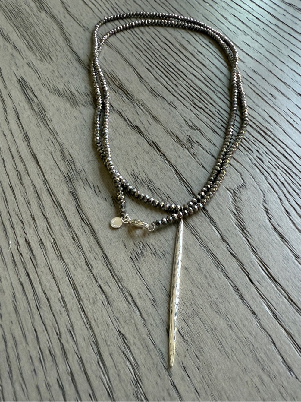 Gorjana Silver-Tone Layered Beaded Necklace with Drop Pendant - Picture 4 of 5